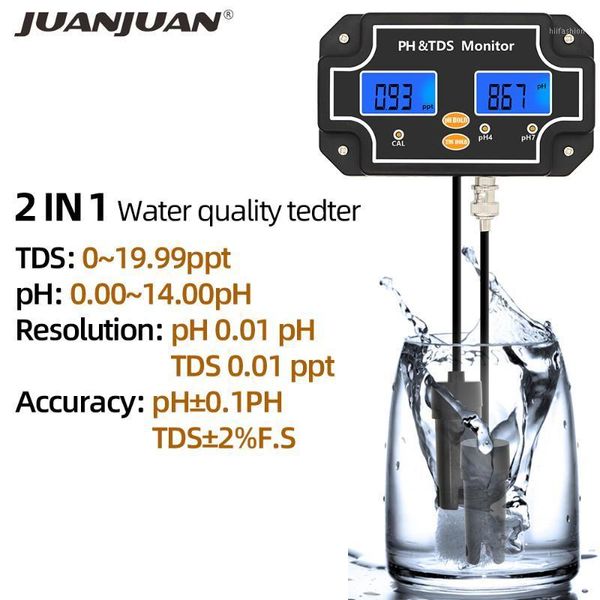 

2 in 1 digital water quality tester ph/tds meter waterproof dual display tester black plug ph/tds-2683 30%off1