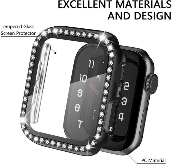 Diamond Bumper Capas de Proteção para Apple Watch Series 7 6 SE 5 4 3 2 Cobertura 38mm 42mm IWatch 45mm 41mm 40mm 44mm relógio inteligente