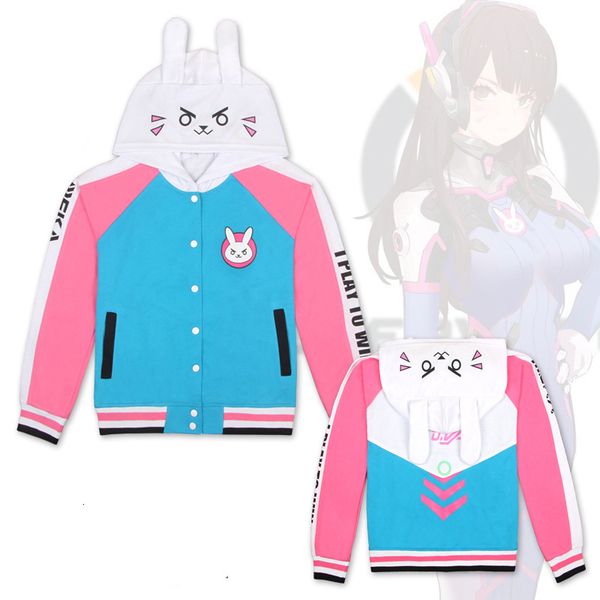 

2021 new game ow d.va cosplay hoodies costume jacket dva cotton thicken coat clothes autumn hoodie sweatshirts oakx, Black