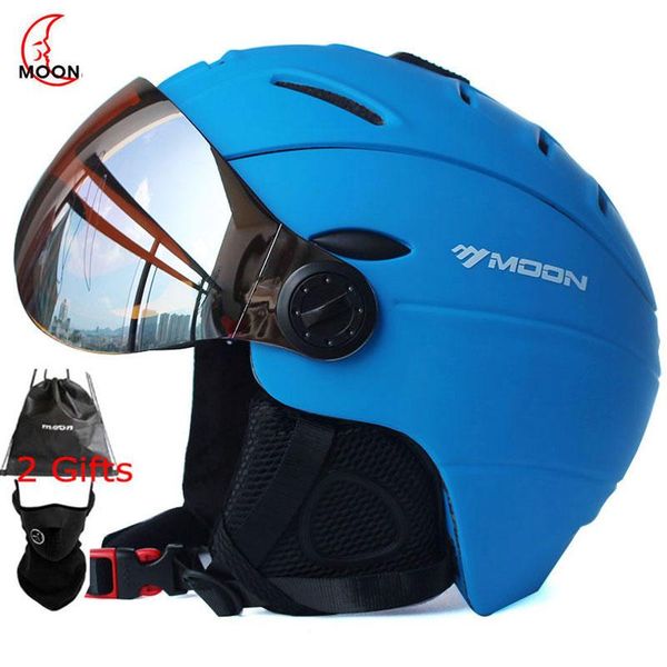 

moon professional integrally-molded half-covered ski helmet sports men women snow skiing snowboard helmets with goggles cover