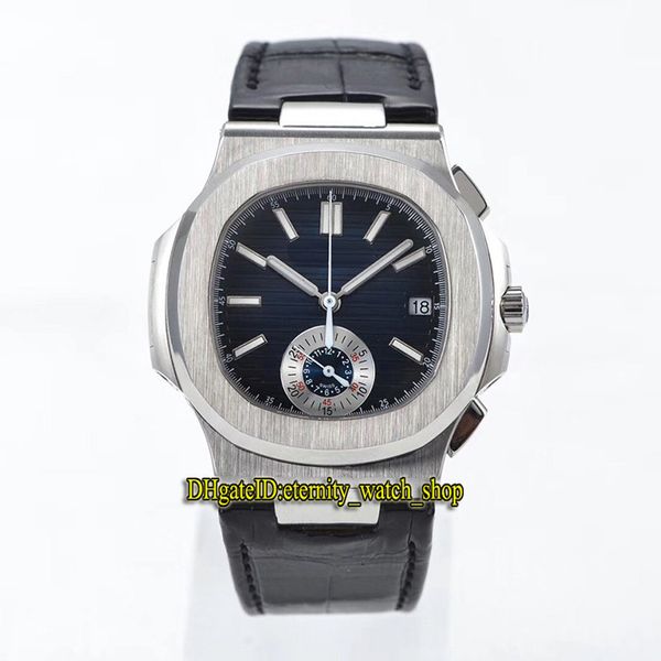 

tw version sport watches 5980r-001 blue dial cal.ch 28-520 c automatic chronograph 5980 luminous mens watch 316l steel case leather band, Slivery;brown