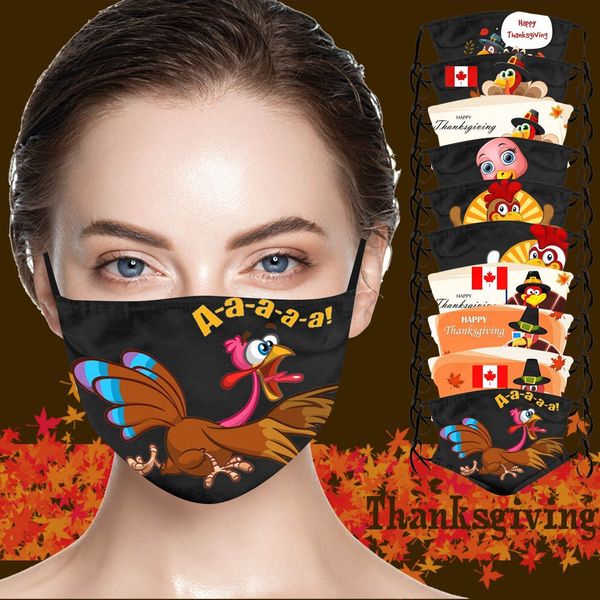

new funny 1pc woman winter thanksgiving adults washable mask turkey prints mouth caps masque filter can be placed mask#yl5