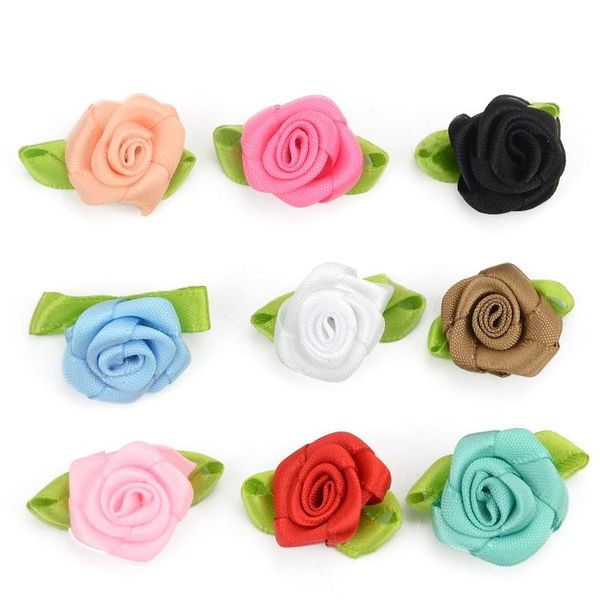 

50 pcs 2cm artificial silk mini rose flowers heads make satin ribbon diy craft scrapbooking applique for wedding de jllkpz