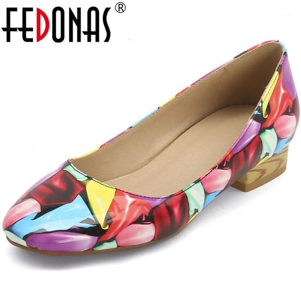 

fedonas colorfl design women pumps folk-custom consise summer shoes woman round toe toe square heeled new shoes woman1, Black