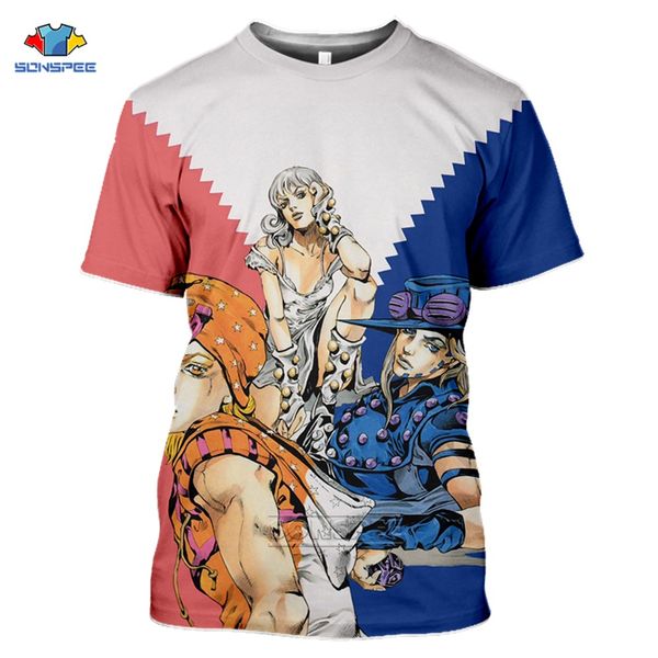 

jojos bizarre adventure vintage aesthetic men summer japan anime sport 3d print shirts funny funny plus size men clothing