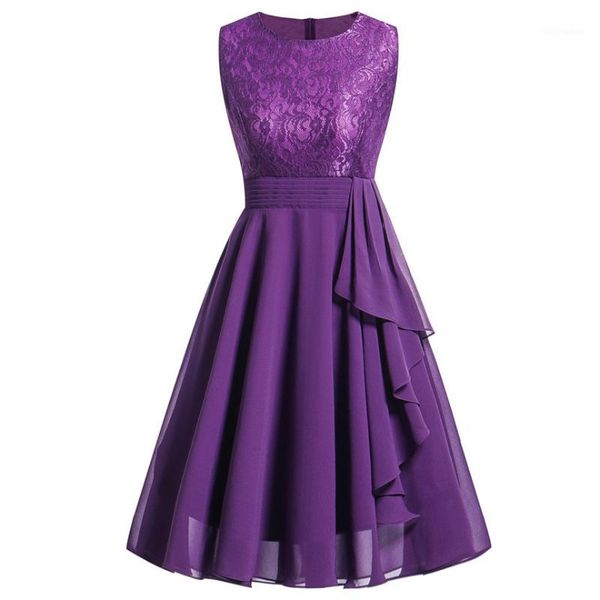 

jaycosin summer dress women sleeveless formal ladies dress o-neck knee-length evening party vestidos301, Black;gray