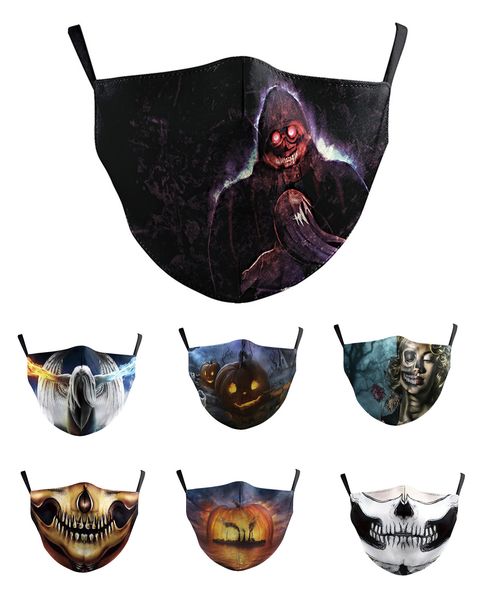 

design masks halloween party cosplay masks with filter washable joker face mask digital printing mask halloween skull protection cotton mask