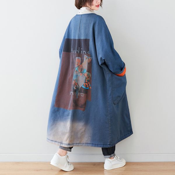 

women autumn winter fleece printed trench coat ladies vintage plus size thick coat female long 2020 loose oat outerwear, Tan;black