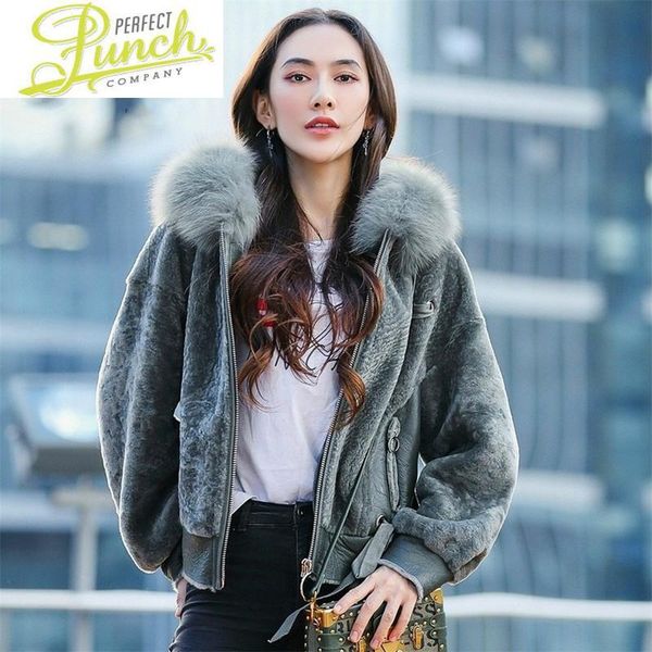

female natural short coat shearling winter coats women real fur collar hooded woman jacket ropa de mujer 17112 pph1590, Black
