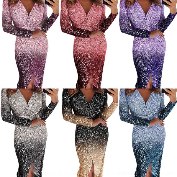 

oqczc dressevening женщин dresslong 2019 вечернее платье юбка с длинным рукавом byq1i блестки ужин градиент платье, Black;gray