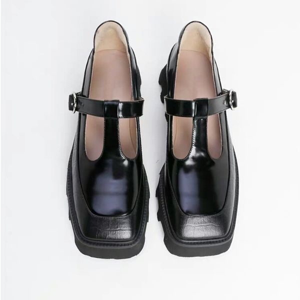 

2021 new female spring black mary janes heels t-belt sweet shoes woman 39 prne