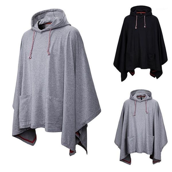 

men's hooded sweatshirt black dress hip hop cloak hoodie fashion double pocket jacket long sleeve cloak men's assassin jacket1
