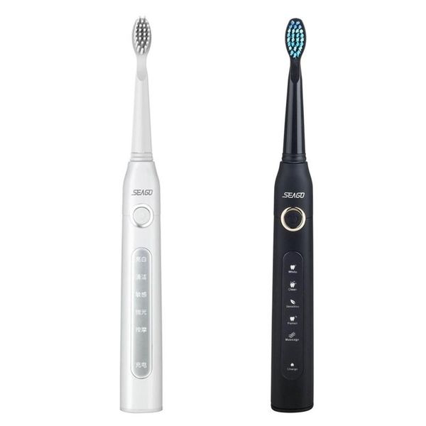 

seago usb rechargeable electric toothbrush waterproof deep clean teeth brush with 2 replacement heads toothbrush