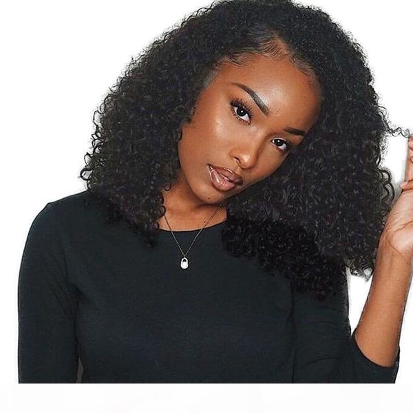 

premier lace front wigs brazilian remy hair wigs 4.5 inches deep parting250% density curly human lace wigs, Black;brown