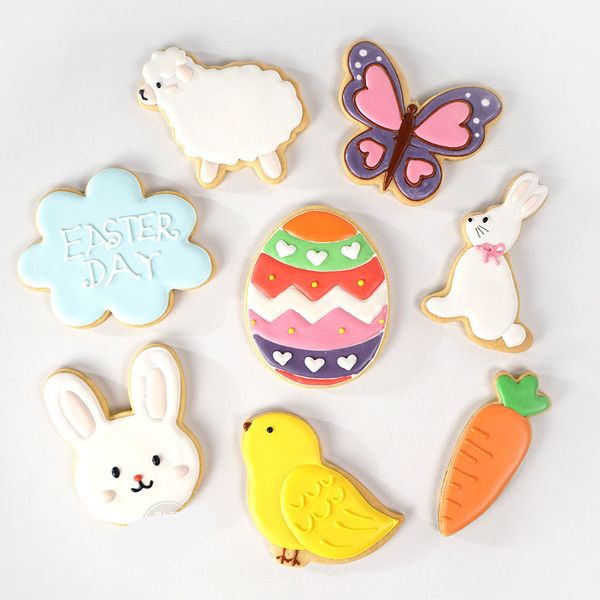 Ostern Rabbir Eier Karotte Cookie Edelstahl Form Cookie Cutter DIY Backen Dekor Gebäck Modellierung Werkzeuge W6