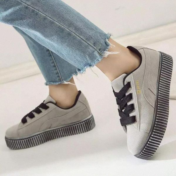 

New 2018 Spring Autumn Breathable Comfortable Shoes Women Flats Soft Leather Fashion Ladies Casual Creepers Shoe Unisex Sneakers #Vd5P