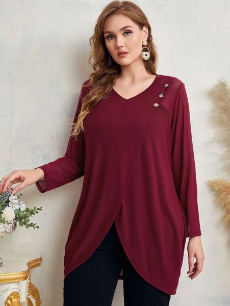 

plus button front wrap mesh w7tz#, Black