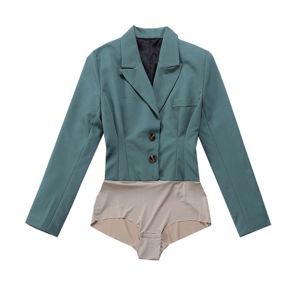 

2021 new le palais vintage autumn all-winter green jumpsuits suit women's solid waistline b6bu, Black;brown