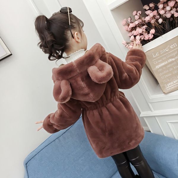 

autumn winter children girls warm thick jackets with fur hooded kids long parkas girl outdoor coats baby girl overcoat 4-12years 0930, Blue;gray