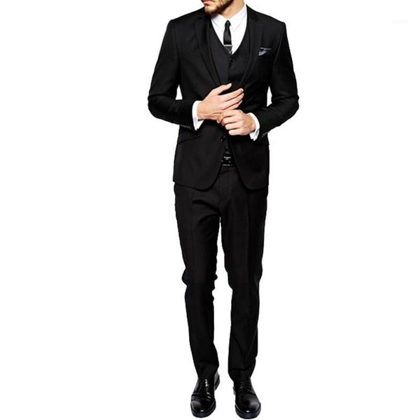 

men's 3 piece flat collar black suits for wedding event modern designed business gentleman men suits ( jacket+vest+pants )1, White;black