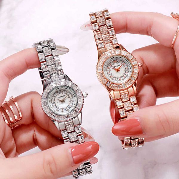 

full fashion style women's new diamond ins watch light luxury small net red women's watch waterproof student fashion table, Slivery;brown