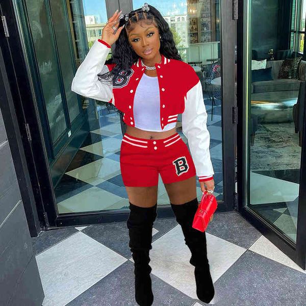 

ladies fashion long sleeve stand collar jacket suit letter print casual splicing sports suit two piece set, Gray