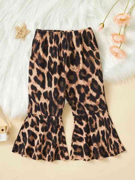 

baby leopard print flare leg pants she, Blue