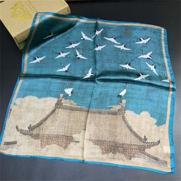 

pobing 100% pure silk шарф для дам цветочный дизайнер площади платках малый handkerchief оптовая хиджаб обертывания 53x53cm 201018, Blue;gray