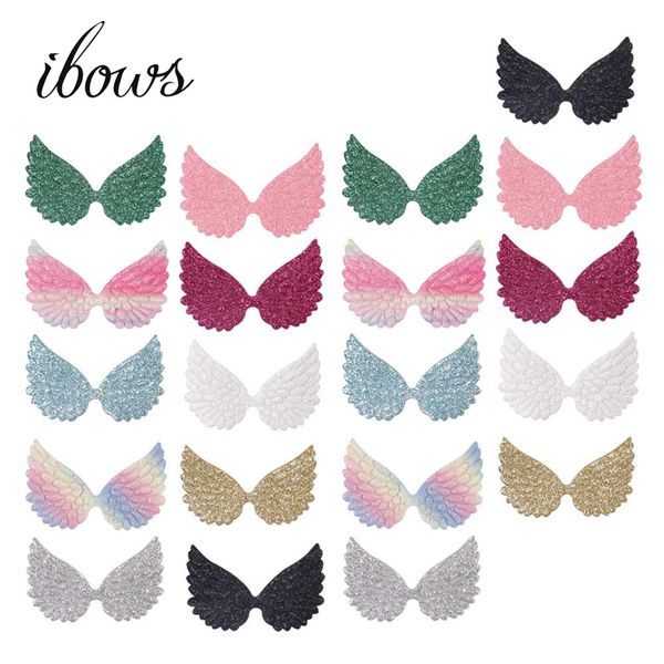 

20pcs/bag glitter patches colorful blingbling angel wings diy hair bow kids toy clothes handmade craft accessories, Golden