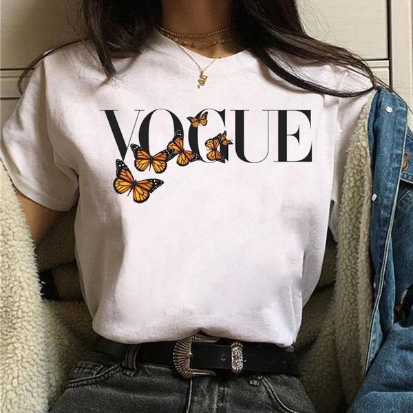 

summer t-shirt women t shirt vogue butterfly cartoon graphic fashion t shirts short sleeve tees korean tshirt tee drop ship, White