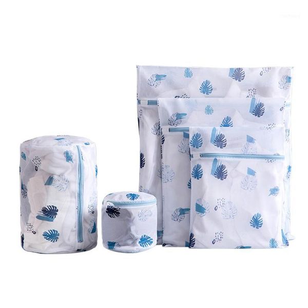 

5pcs/set home travel for washing machine mesh laundry bag cute print portable protect clothing zipper closure underwear socks1