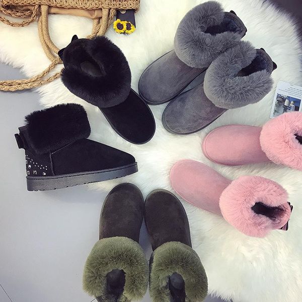 

de botas invierno 2020 para mujer botas de nieve grandes felpa interior mujer australianas impermeables, Black