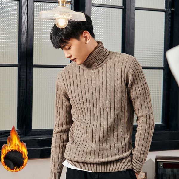 

turtleneck sweater men winter fleece pullover mens korean style slim warm sueter solid knitted woolen sweter black maglione uomo1, White;black