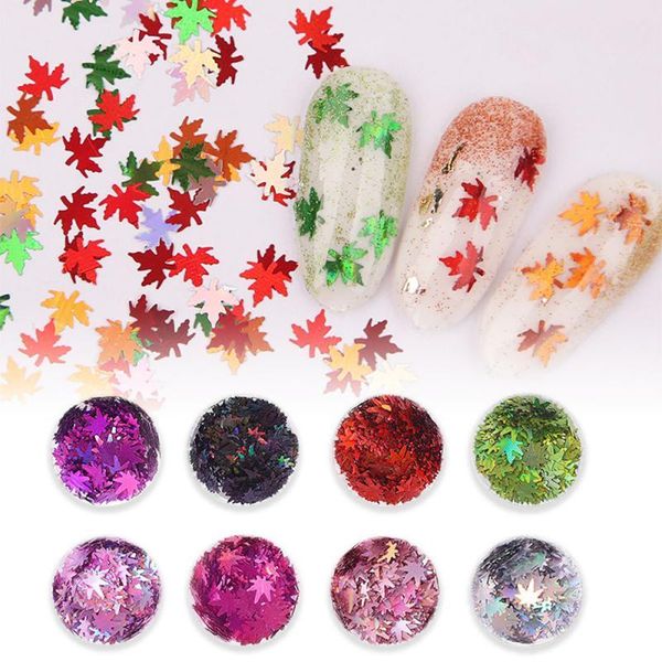 

nail art decorations 12 color maple leaf sequin sequins manicure beauty, Silver;gold