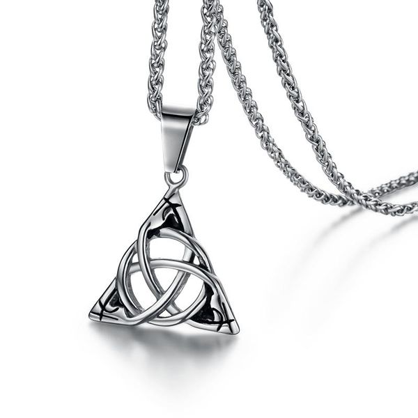 

valily silver irish triquetra knot pendant necklace stainless steel scandinavian pewter pendant necklace jewelry 24 inch chain
