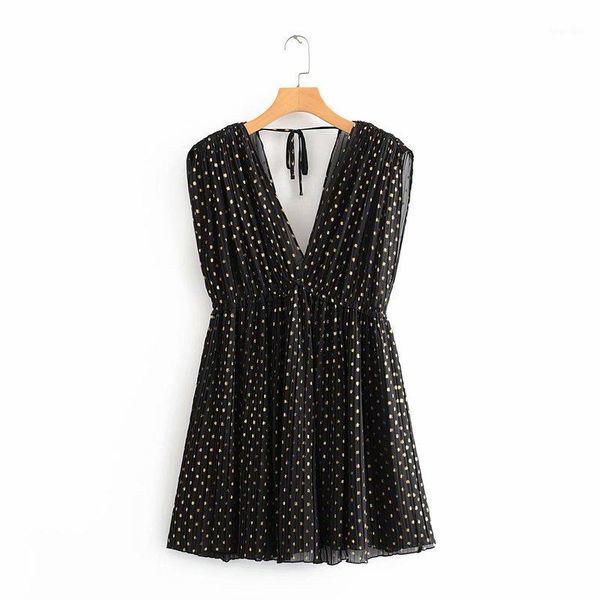 

the european and american fashion dot fold dress aazz58-96131, Black;gray
