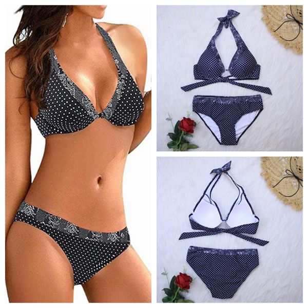 

bikini 2020 push up sexy bikini set halter print plus размер женский купальник купальники пляжная одежда 3xl купальник женщины 2 шт, White;black