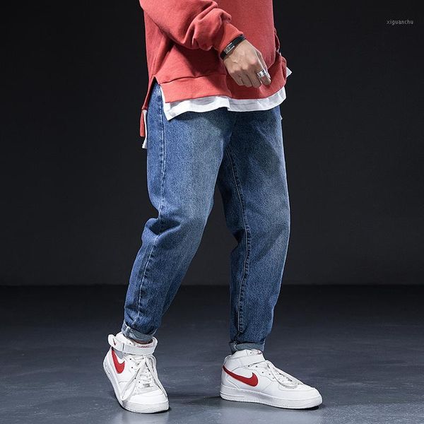 

summer fashion men jeans retro blue simple loose fit harem pants streetwear vintage japanese style classical taper jeans men1