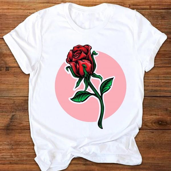 

women graphic cartoon floral flower 90s short sleeve ladies printing print clothes lady tees female t shirt womens t-shirt, White