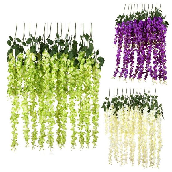 

css artificial silk wisteria vine ratta silk hanging flower wedding decor,6 pieces