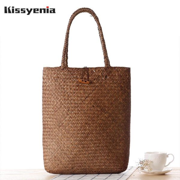 

kissyenia women straw knitted beach bags bohemia bali bags handmade wicker woven summer tote rattan shoulder 1212