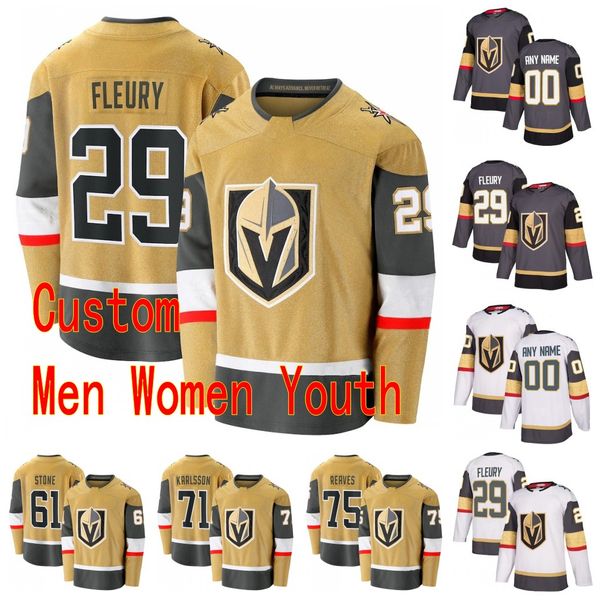 

vegas golden knights 2020-2021 gold third 29 marc-andre fleury 71 william karlsson 61 mark stone 7 alex pietrangelo 75 ryan reaves custom, Black;red