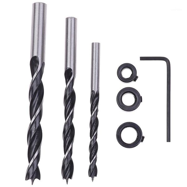 

6/8/10mm woodworking tree-point drill twist drill bit limit ring set1