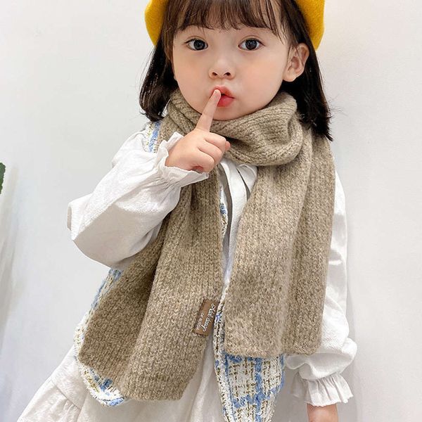 

winter children's warm scarf label autumn knitting korean boys and girls versatile outdoor fashion thickened neck, Red;brown