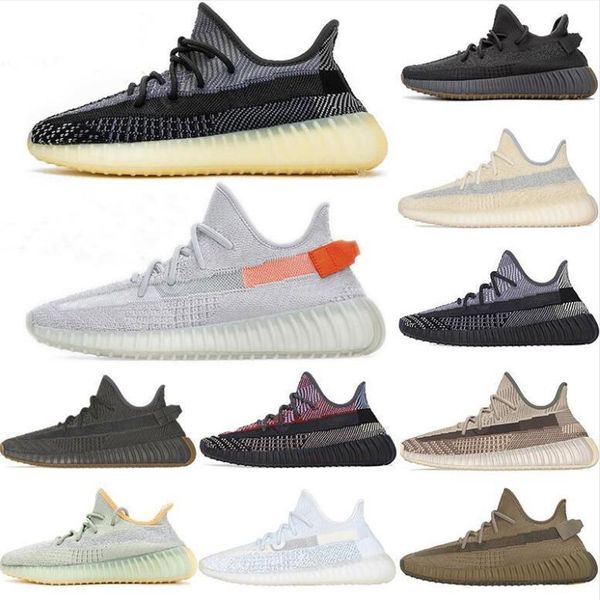 

2020 new kanye west men women running shoes cinder zebra tail light reflective israfil asriel linen women sneakers shoes