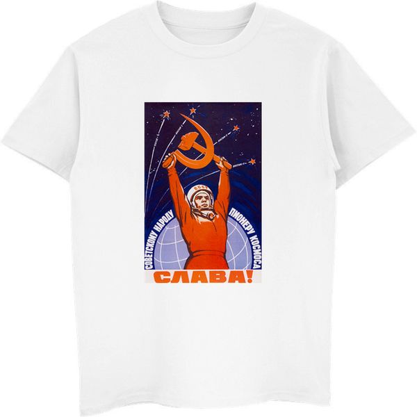 

sport fashion men short sleeve t shirt soviet space astronaut propaganda poster retro hipster cool t-shirt tees shirt