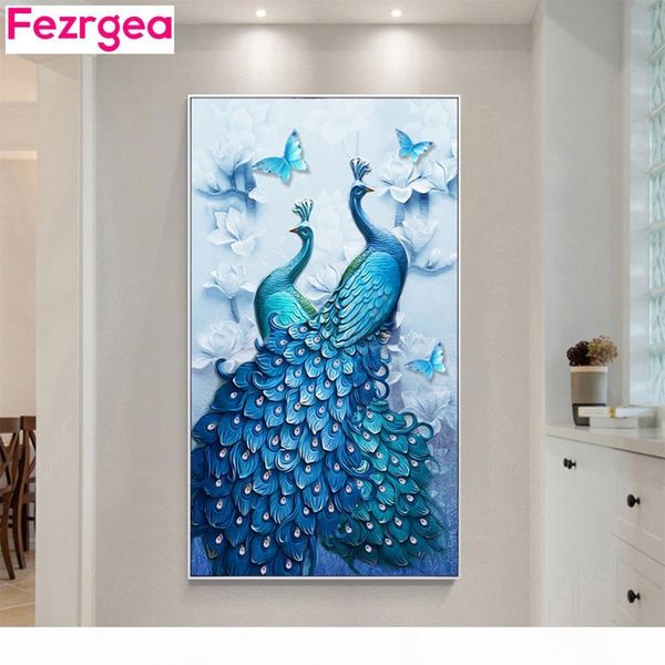 

wholesale diamond embroidery peacock animal feather 5d diy diamond painting cross stitch full square home decor canvas painting