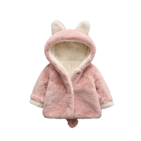 

jackets baby outerwear infant child winter clothing cute girl coats toddler faux fur thick warm plush fuzzy kid hooded coat, Blue;gray