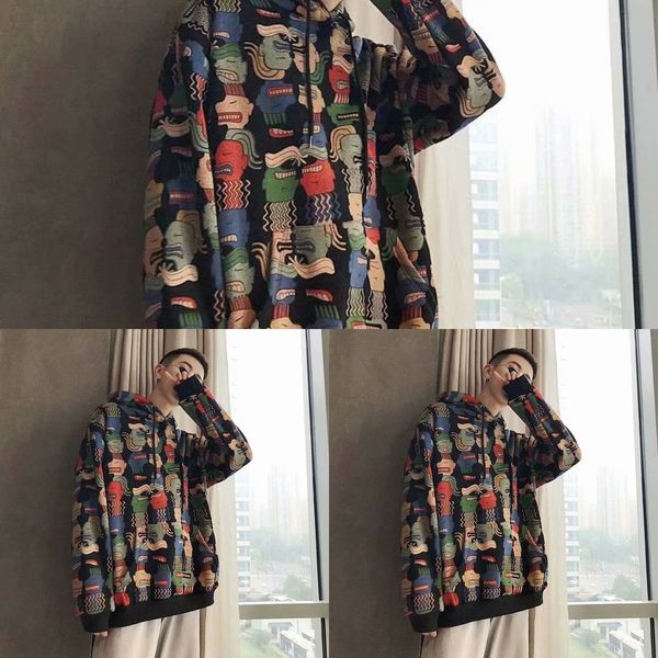 

auumn and winer les handsome plush men's hooded fashion doll loose ins winter coat thick sweater coat sweater qfovz, Black