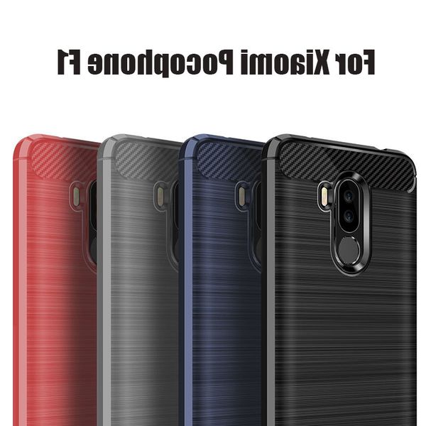 

soft silicone case for xiaomi pocophone 360 brushed carbon fiber texture poco f1 rugged armor tpu phone cases cover